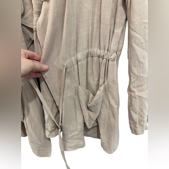 NEW! Easel Linen Blend Utility Belted Lightweight Coat Camel Blush Pink Small - Picture 5 of 11